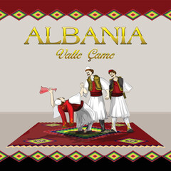 Albanian folk, men from south old traditional çam dance. - obrazy, fototapety, plakaty