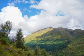 Fototapeta na wymiar Mountains near Glenfinnan in the Scottish Highlands