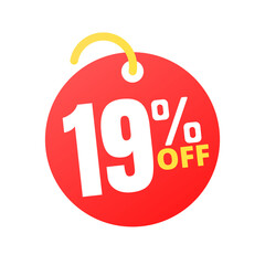 19%off percent off, with online sale red label design, Nineteen 