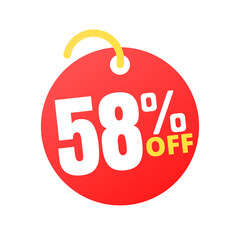 58%off percent off, with online sale red label design, Fifty eight