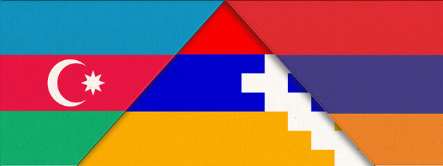 War in Nagorno-Karabakh. Flag of Azerbaijan and Nagorno-Karabakh
