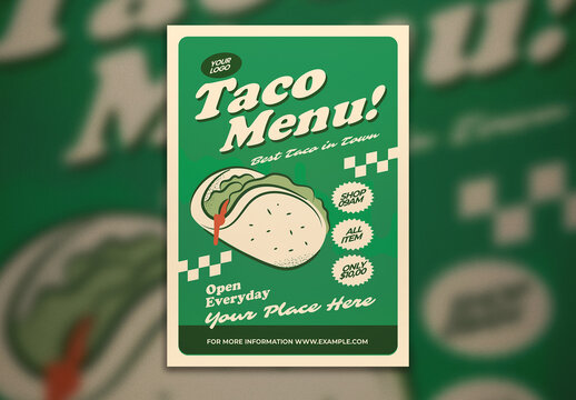 Green Taco Menu Promotion Flyer