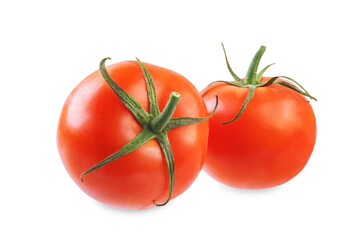 Fresh raw tomato on a white isolated background