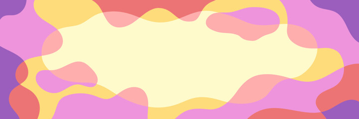 Vector abstract background with copy space. Trendy design. Wavy shapes colored in overlap style.