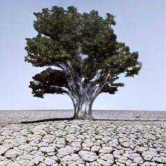 tree on the dried land