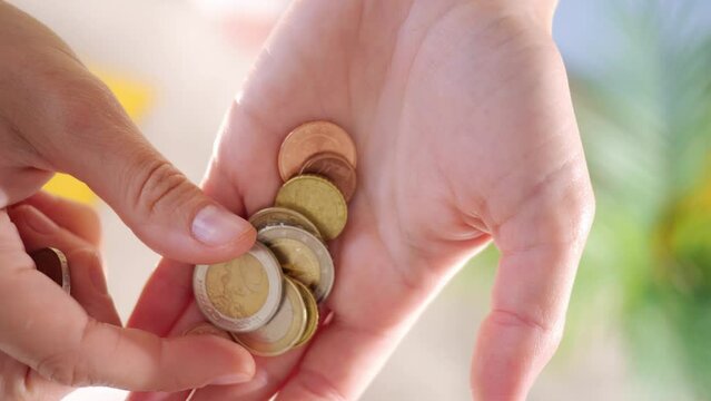 Inflation and hyperinflation financial concept. Property tax and money leverage. falling salaries and purchasing power. poverty and famine. Social security concept. euro banknotes and euro coins.