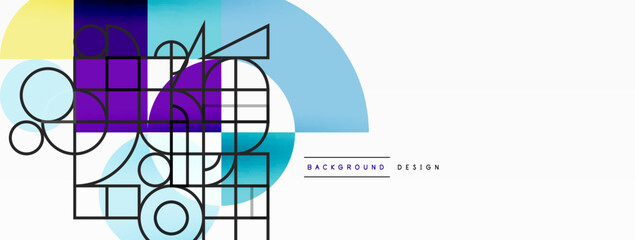 Beautiful abstract background. Circles, triangle shapes, and squares. Minimal geometric template for wallpaper, banner, background or landing