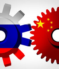 Russia China Cooperation and Russian deal or Chinese negotiations as an economic and political pact working together as a Moscow and Beijing concept
