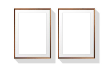 Molduras cor de madeira marron com paspatur branco em fundo transparente Png