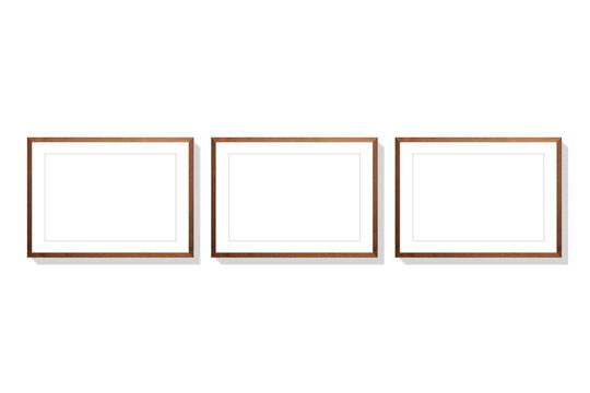 Molduras cor de madeira marron com paspatur branco em fundo transparente Png