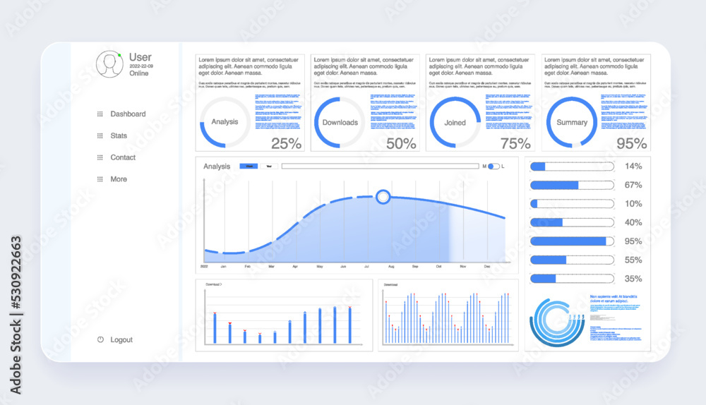 Poster dashboard, great design for any site purposes. business infographic template. vector flat illustrati
