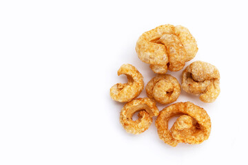 Crispy pork rinds or pork snack.