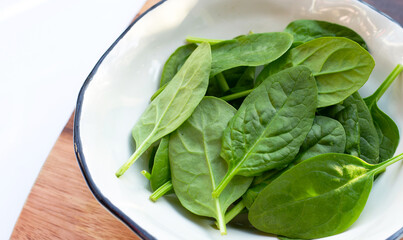 Spinach leaves. Extremely nutrient-rich vegetable