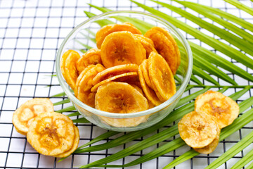 Banana stuffed with tamarind. Fruit snack