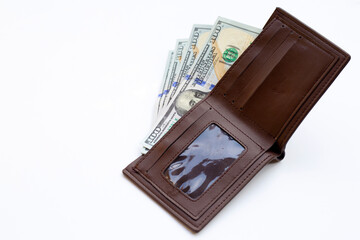 Wallet with one hundred dollar banknotes. Financial concept
