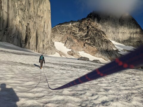 Roped Glacier Travel Under Pigeon Spire