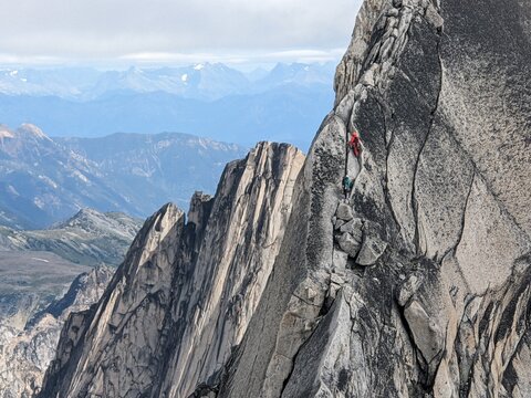 Climbers on Sheer Rock Face Pigeon Spire