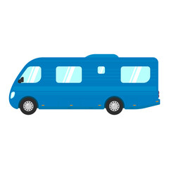 Motorhome icon. Camper, caravan. Family minibus for travel. Color silhouette. Side view. Vector simple flat graphic illustration. Isolated object on a white background. Isolate.