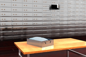 Safes box on bank. 3D Render
