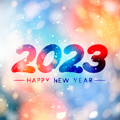 2023 happy new year sign on fogged glass.