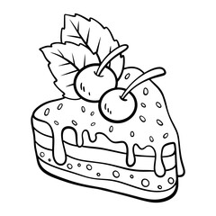 Black line drawing of cakes on a white background. It's a vector image.