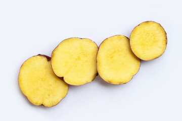 Sweet potato on white background. Top view