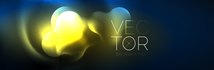 Glowing neon lights abstract shapes composition. Magic energy concept. Template for wallpaper, banner, background or landing