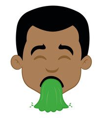 Vector illustration of the head of a bald man cartoon vomiting	
