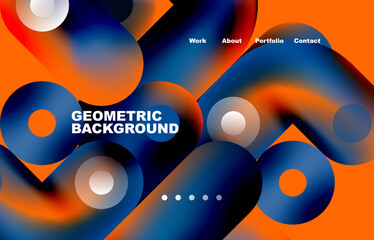 Website landing page abstract geometric background. Circles and round shapes. Web page for website or mobile app wallpaper