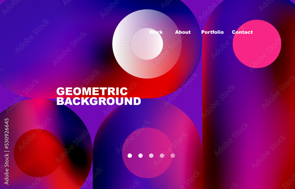 Wall mural website landing page abstract geometric background. circles and round shapes. web page for website o