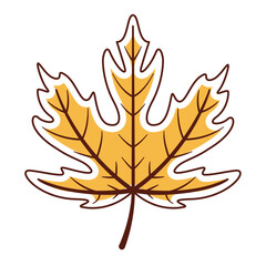 Isolated colored autumn leaf sticker icon Vector