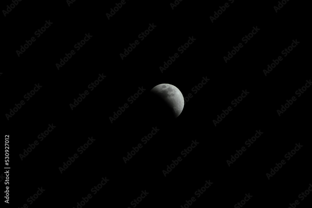 Wall mural beautiful view of a lunar eclipse in a dark sky