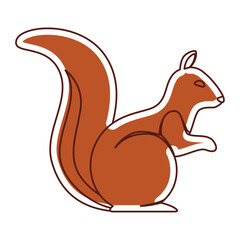 Isolated colored squirrel autumn animal sticker icon Vector