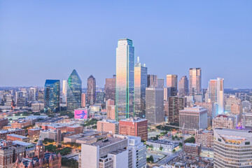 Fototapeta na wymiar Dallas Skyline at Twilight from Observation Deck