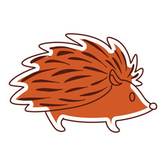 Isolated colored hedgehog animal sticker icon Vector