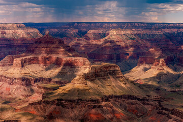 Fototapeta na wymiar Grand Canyon south rim at dramatic sky with storm clouds, Arizona, USA