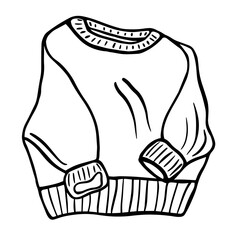 Black doodle of a sweater. Hand-drawn sweater illustration.