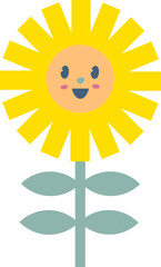 Positive retro style sunflower illustration for decor and design.