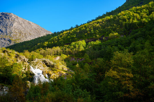 Mountain water falls in Norway