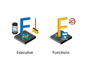 executive function or EF from good parents raising kids with activities and discipline vector