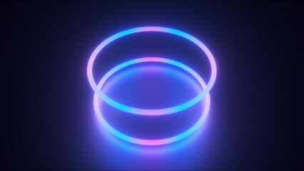 Neon rings. Computer generated 3d render