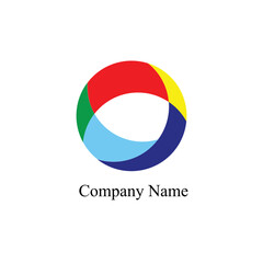 simple ball logo icon with red yellow green blue color