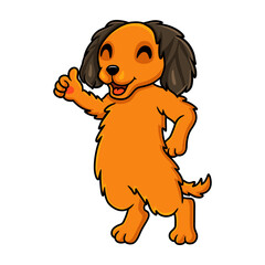Cute dachund dog cartoon giving thumb up