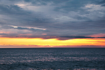 Picturesque view of beautiful sea at sunset