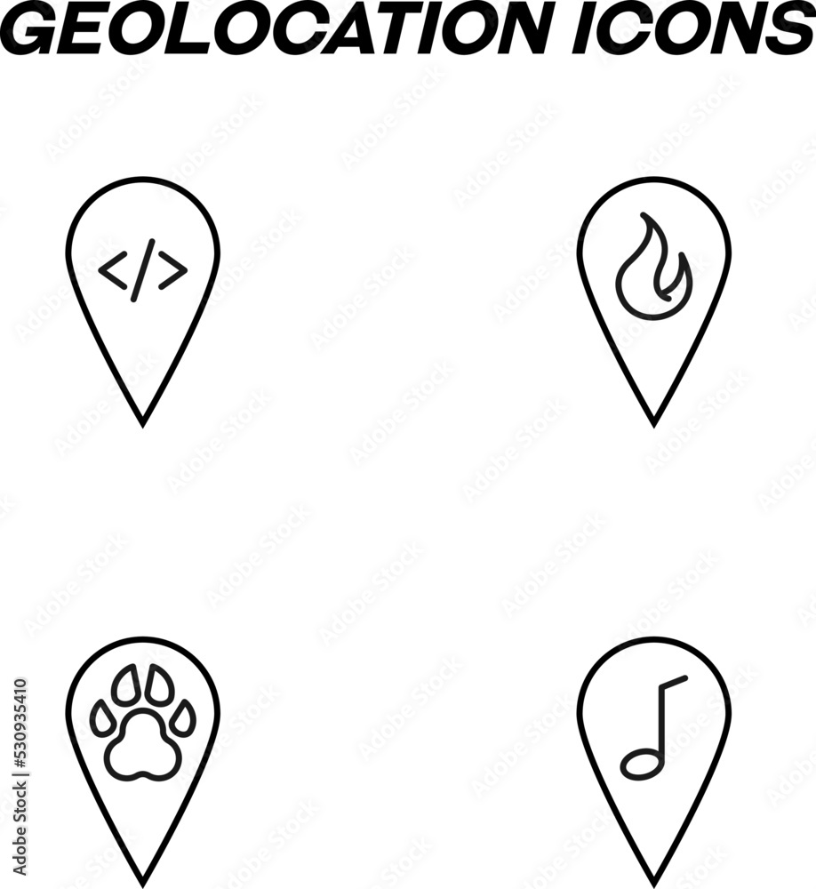 Poster simple monochrome signs drawn with black thin line. vector line icon set with symbols of program cod