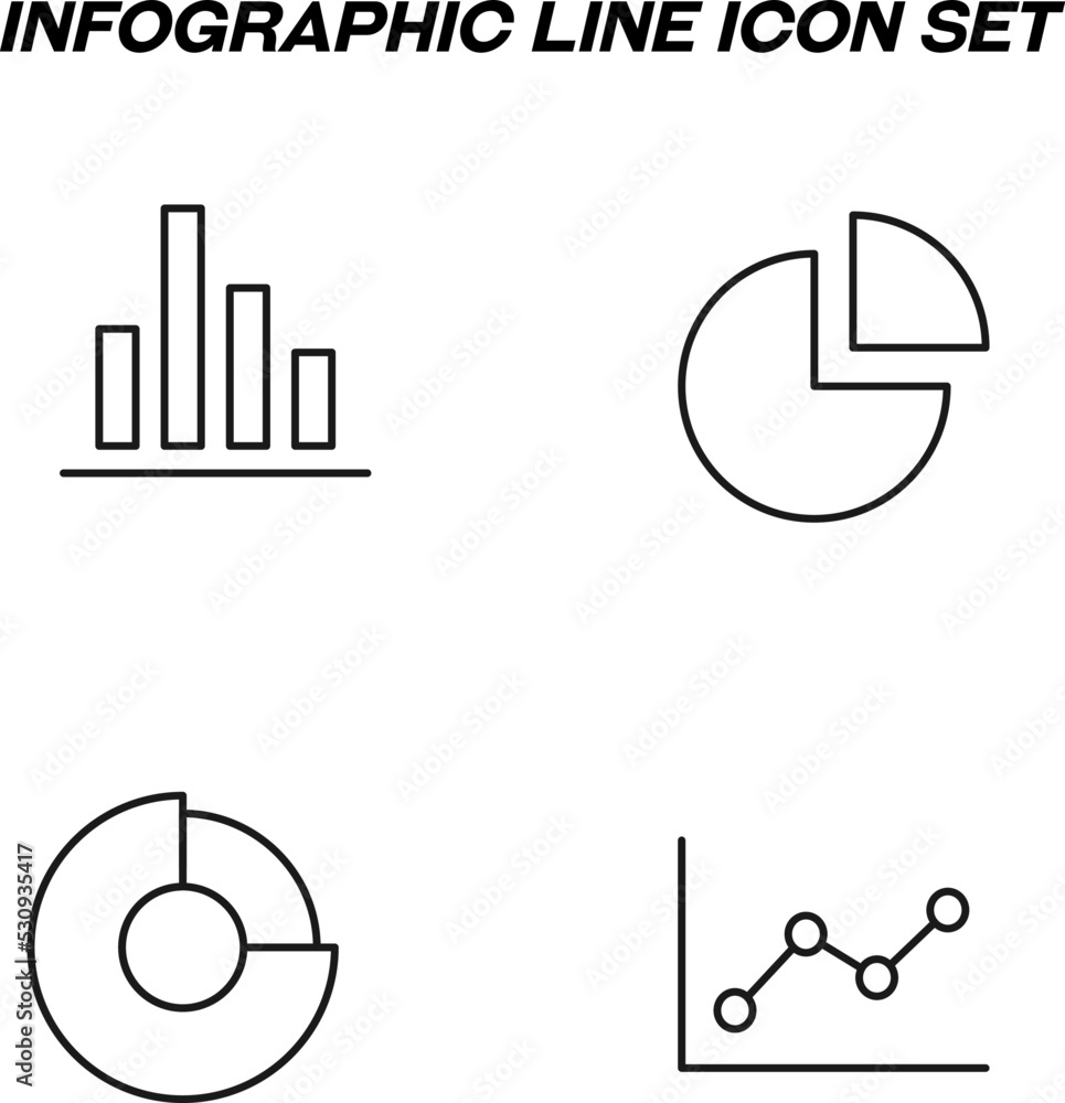 Poster simple monochrome signs drawn with black thin line. vector line icon set with symbols of progress ba