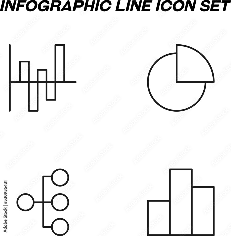 Poster simple monochrome signs drawn with black thin line. vector line icon set with symbols of progress ba
