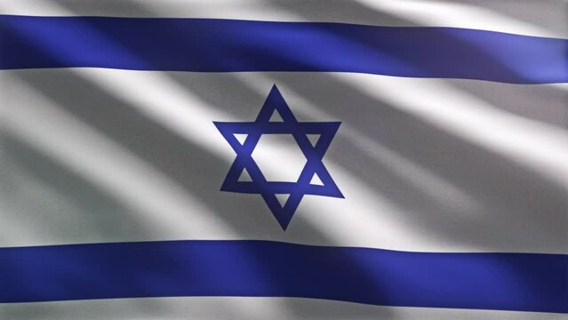 White And Blue National Flag Of Israel With Symbol Representing Star Of David In Center. Official National Flag Of Israel. National Flag of Zion. Israel State Banner. Jewish. Animation. Waving Fabric