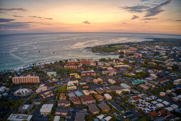 Aerial View of Downtown Kailua Kona at Sunrise on the Big Island of Hawaii © Jacob