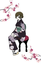 Illustration of a woman in kimono
